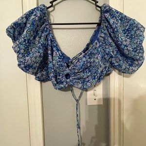 Cute floral blue crop top